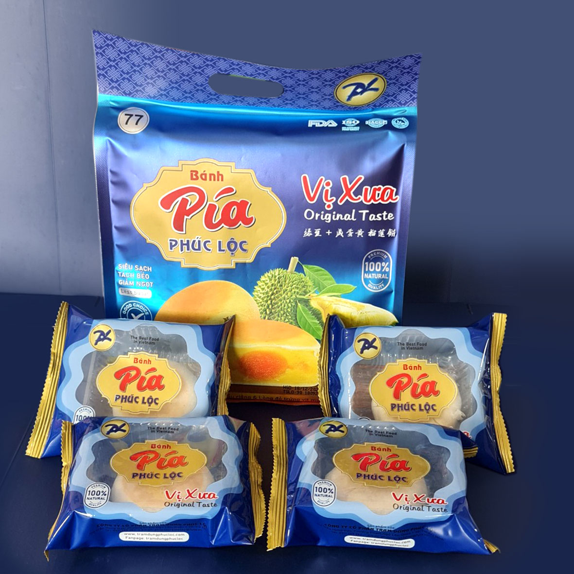 Phúc Lộc OEM - Bánh Pía PHÚC LỘC 77 - Đâu xanh, Sầu riêng, Trứng